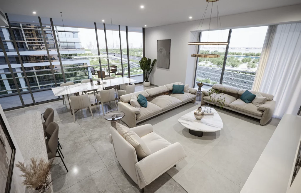 living room Sobha One Golf Course Makler Immobilien Real Estate Dubai Christian Pass